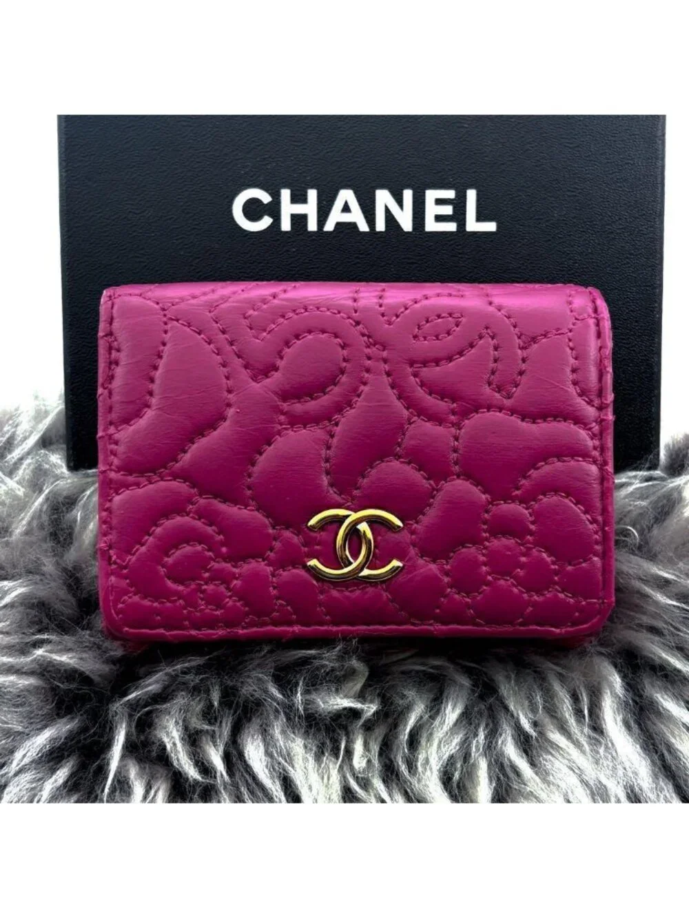 Chanel Wallet Camellia No 5 Stitch Trifold Compact